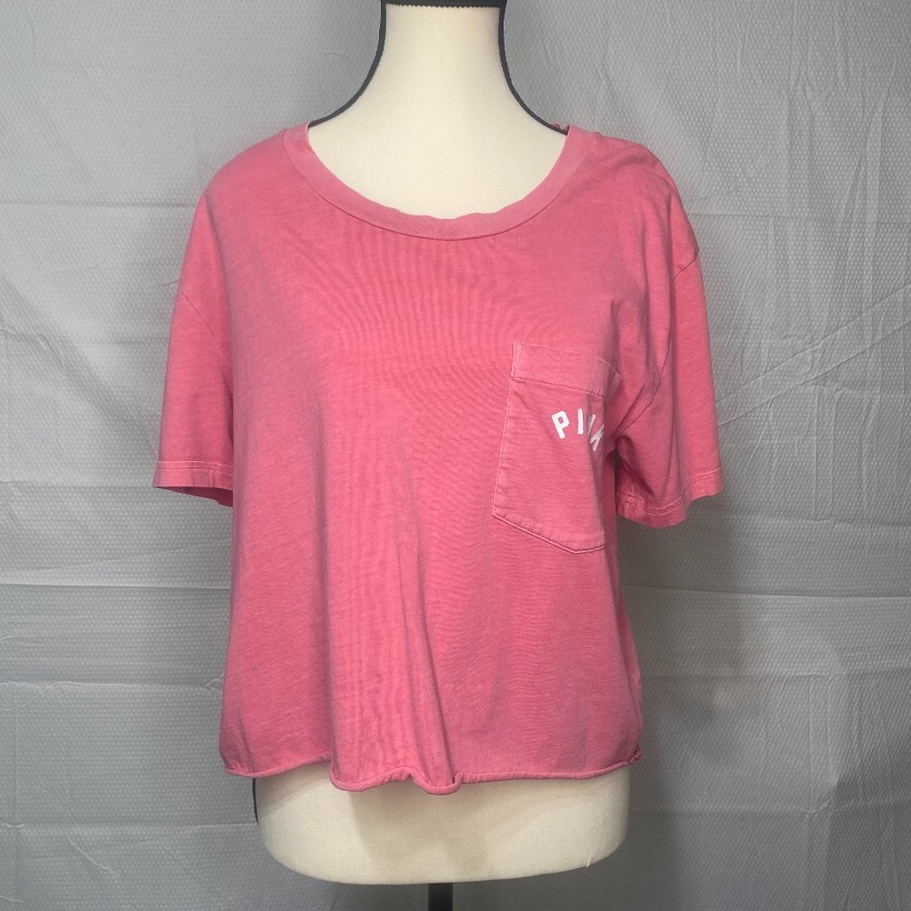 PINK VICTORIAS SECRET CROP SHIRT